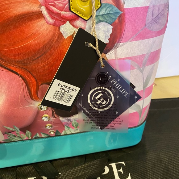 La Philipe Miami Bag Lips Rhinestone Artist LP Travel Purse Nwt Tote Clutch. - Picture 4 of 10